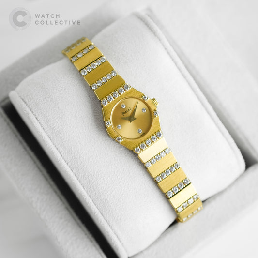 Piaget Polo 18k yellow gold factory diamonds 19mm quartz  841 C 607