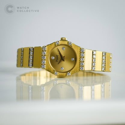 Piaget Polo 18k yellow gold factory diamonds 19mm quartz  841 C 607