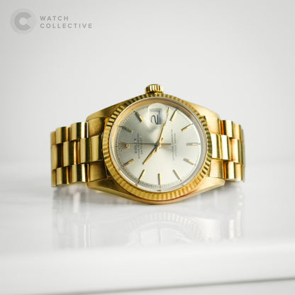 Rolex Datejust 18k Silver Stick Solid Gold with Japan President Bracelet