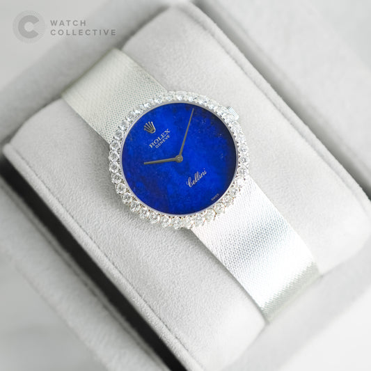 Rolex Cellini Lapis Lazuli Diamond Bezel 18K White Gold 31mm manual 4630