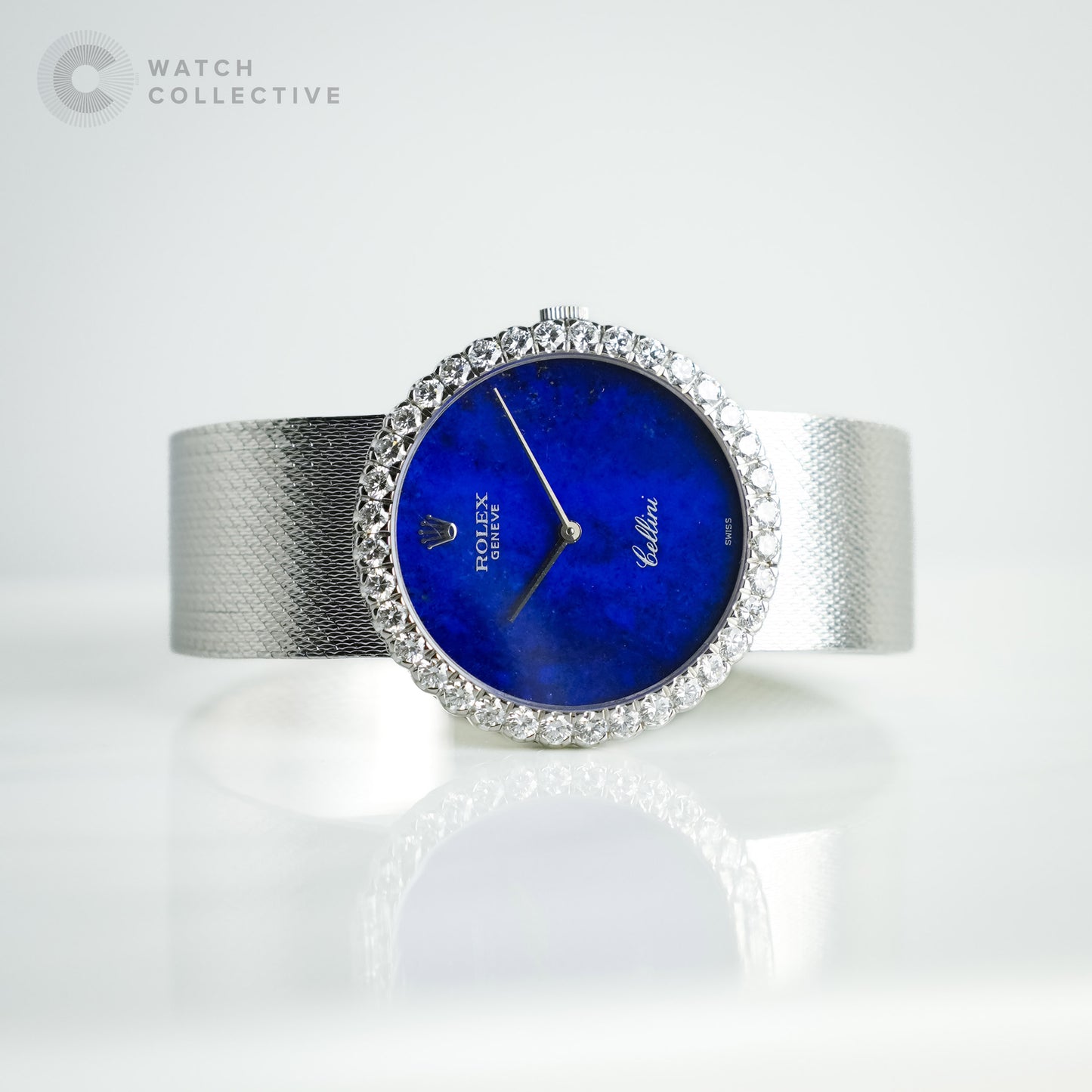 Rolex Cellini Lapis Lazuli Diamond Bezel 18K White Gold 31mm manual 4630