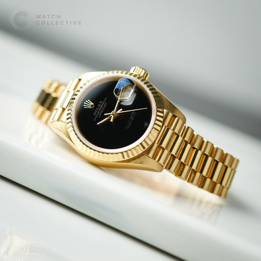 Rolex Ladies Datejust 18k Yellow Gold (Onyx Dial) 69178