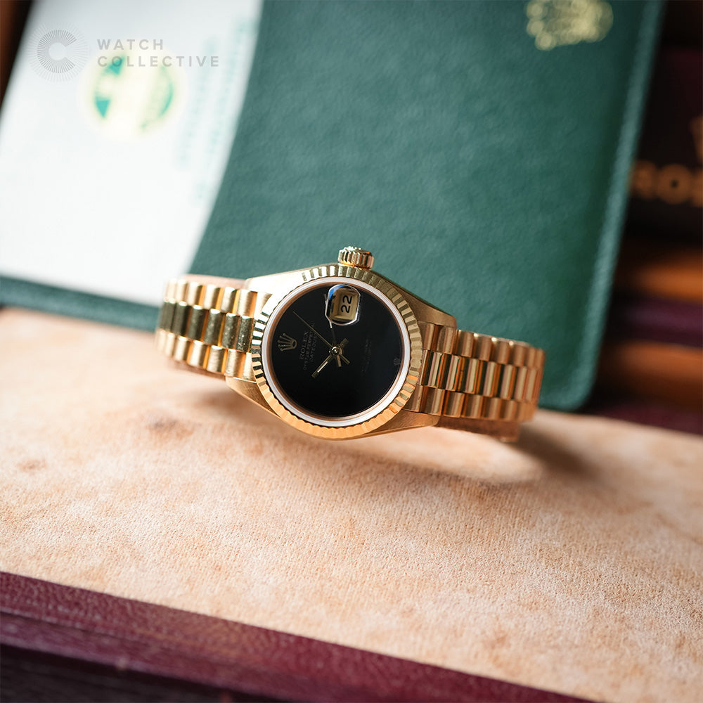 Rolex Ladies Datejust 18k Yellow Gold (Onyx Dial) 69178