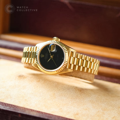 Rolex Ladies Datejust 18k Yellow Gold (Onyx Dial) 69178