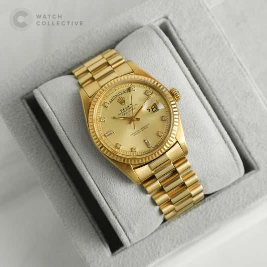 Rolex Daydate 1803 36 Champagne Diamond Dial Yellow Gold Bracelet