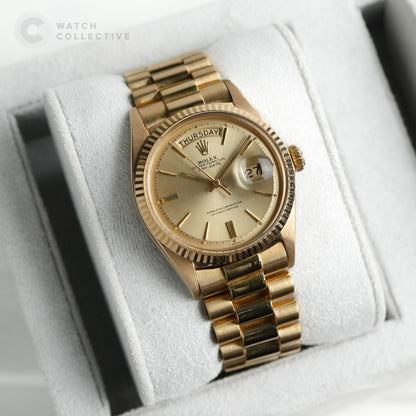 Rolex Doorstop Dial Daydate 36 Yellow Gold Bracelet 1803