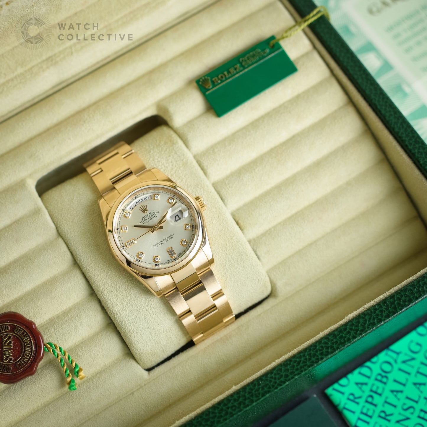 Rolex Day-date rose gold diamond dial 36mm automatic 118205