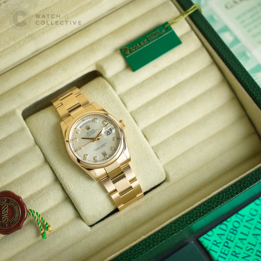 Rolex Day-date rose gold diamond dial 36mm automatic 118205