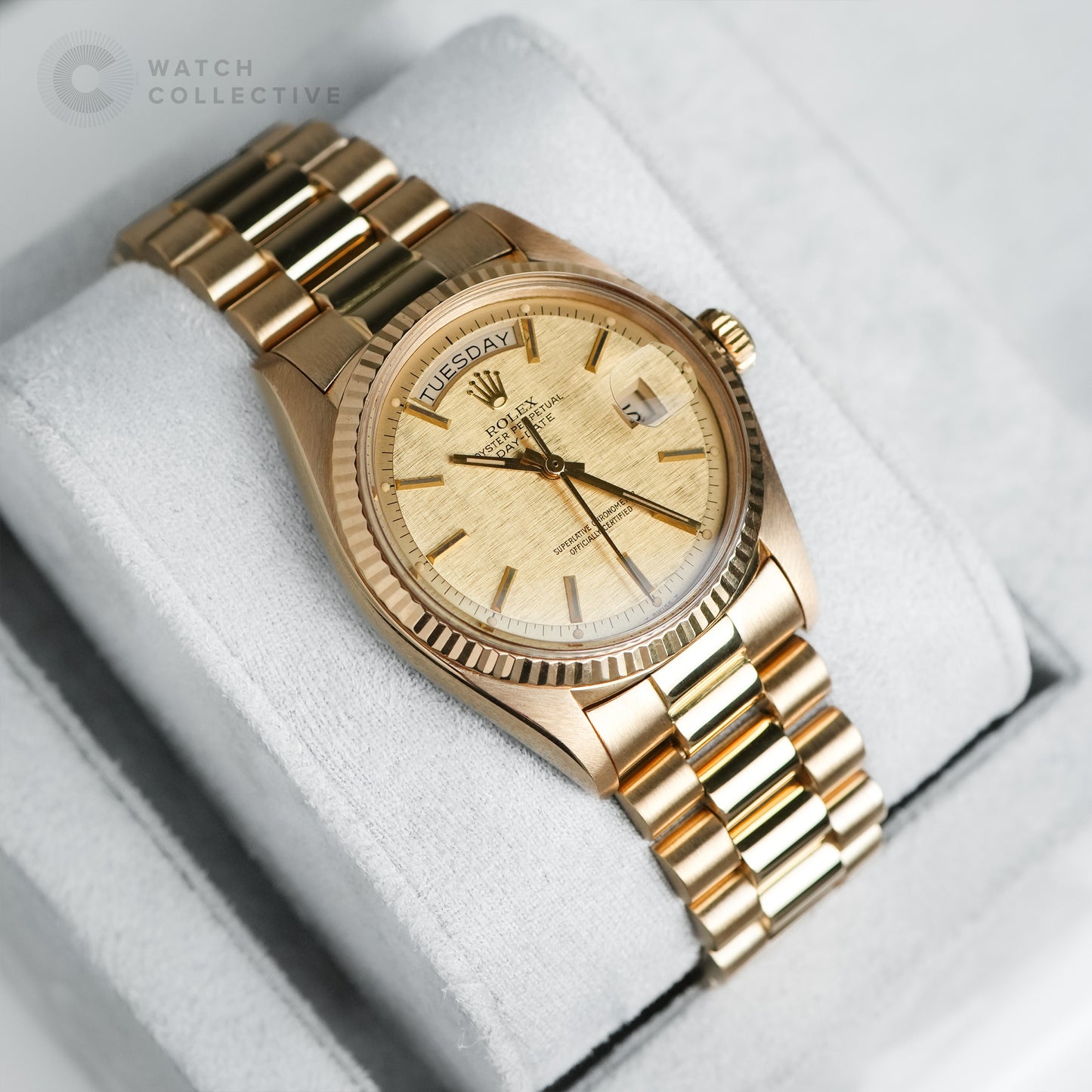 Rolex President Daydate 36 Gold Linen Dial 1803