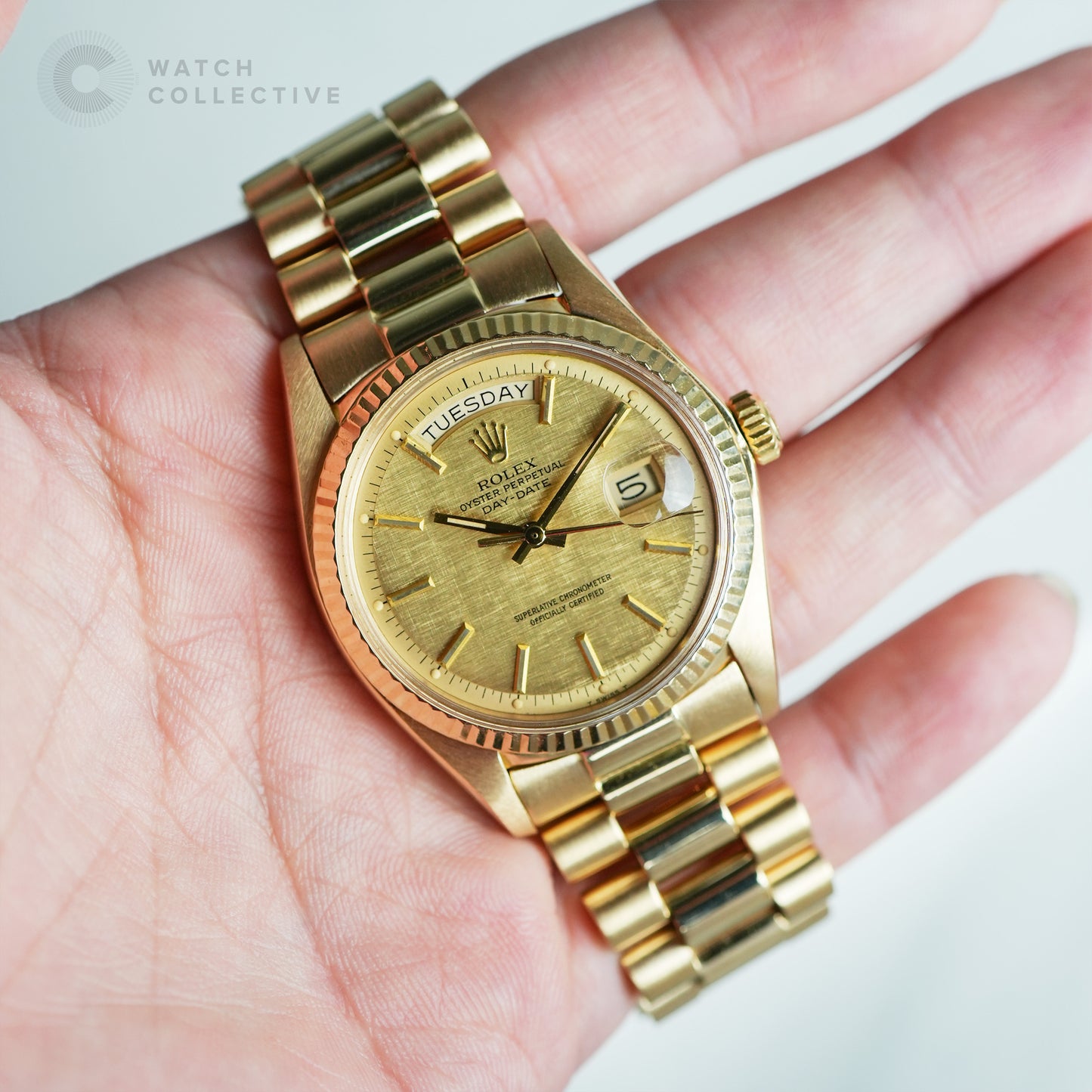 Rolex President Daydate 36 Gold Linen Dial 1803