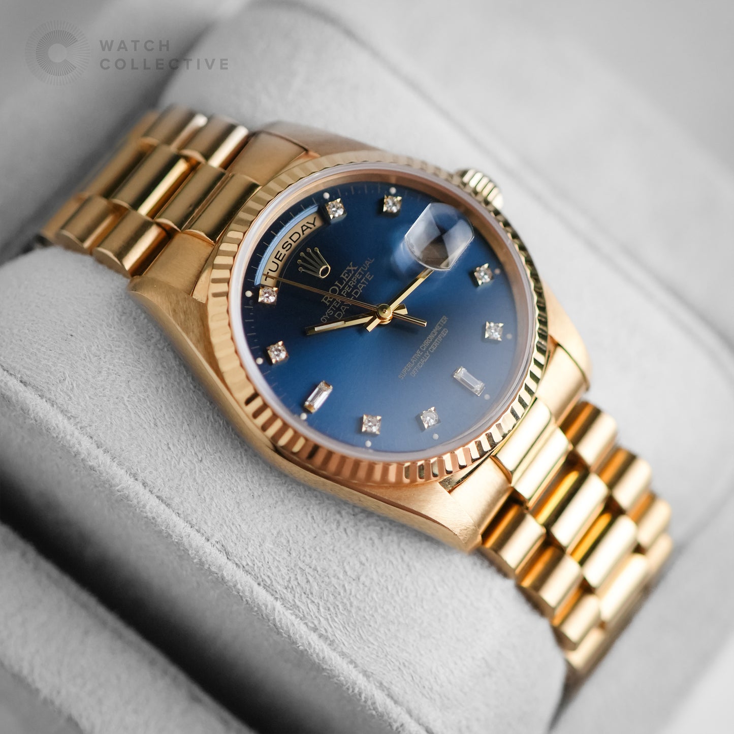 Rolex Day-Date 18238 Double Quickset Blue Diamond Dial