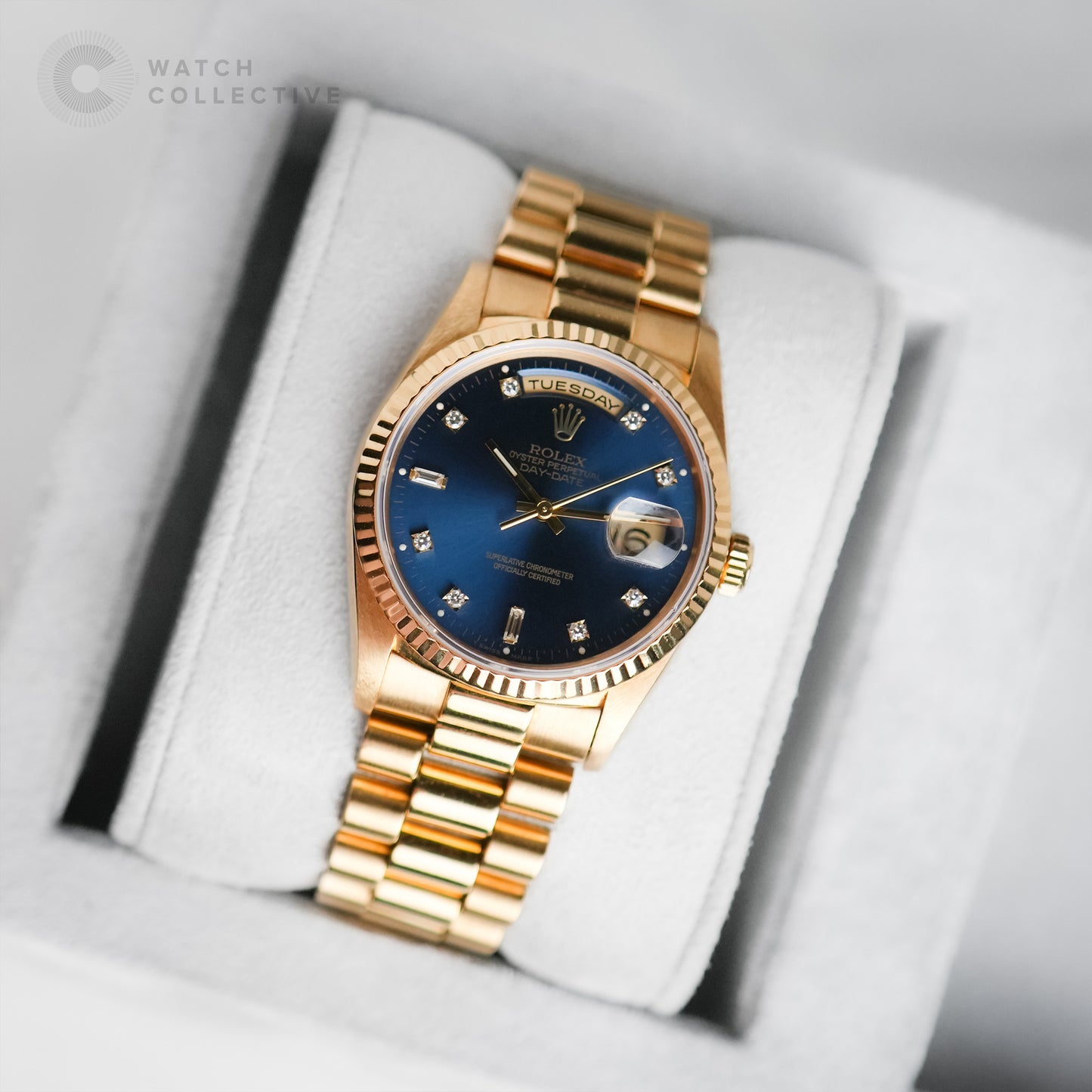 Rolex Day-Date 18238 Double Quickset Blue Diamond Dial