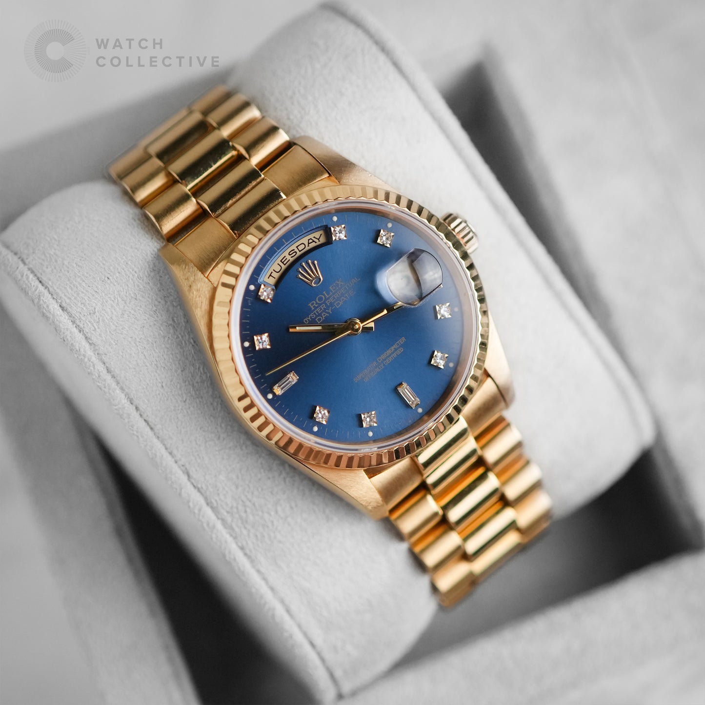 Rolex Day-Date 18238 Double Quickset Blue Diamond Dial