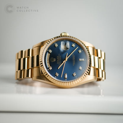 Rolex Day-Date 18238 Double Quickset Blue Diamond Dial