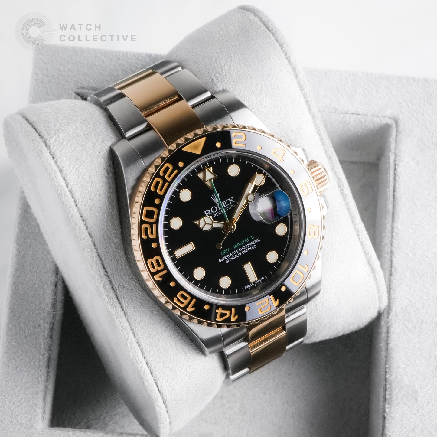 Rolex GMT Master II Two Tone Gold/Steel Black Dial 116713LN | Complete Set