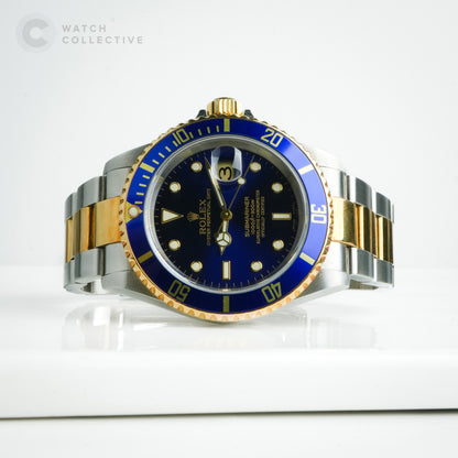 Rolex Submariner Date Two-Tone 18k Yellow Gold Steel Blue 40mm 16613LB