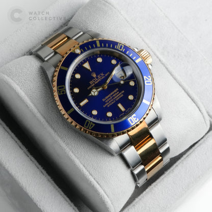 Rolex Submariner Date Two-Tone 18k Yellow Gold Steel Blue 40mm 16613LB