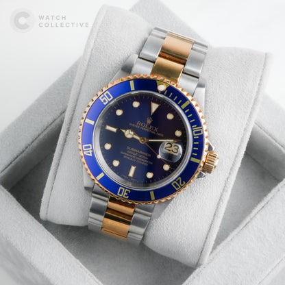 Rolex Submariner Date Two-Tone 18k Yellow Gold Steel Blue 40mm 16613LB