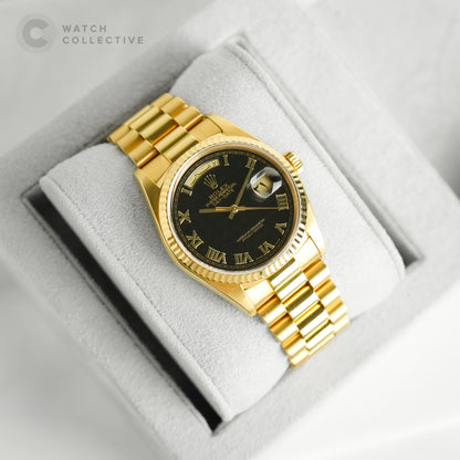 Rolex Day-Date Black Pyramid Dial, Arabic Day & Date Discs, 18238 Double Quickset