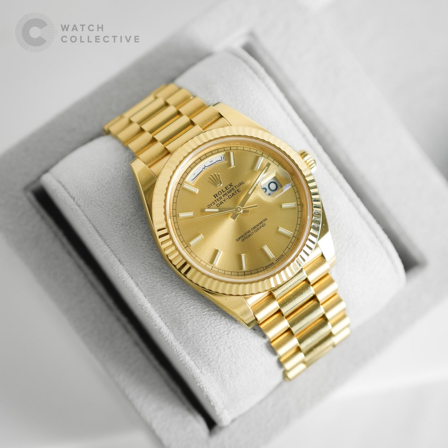 Complete Set | Rolex Daydate Arabic Champagne dial 40mm 228238