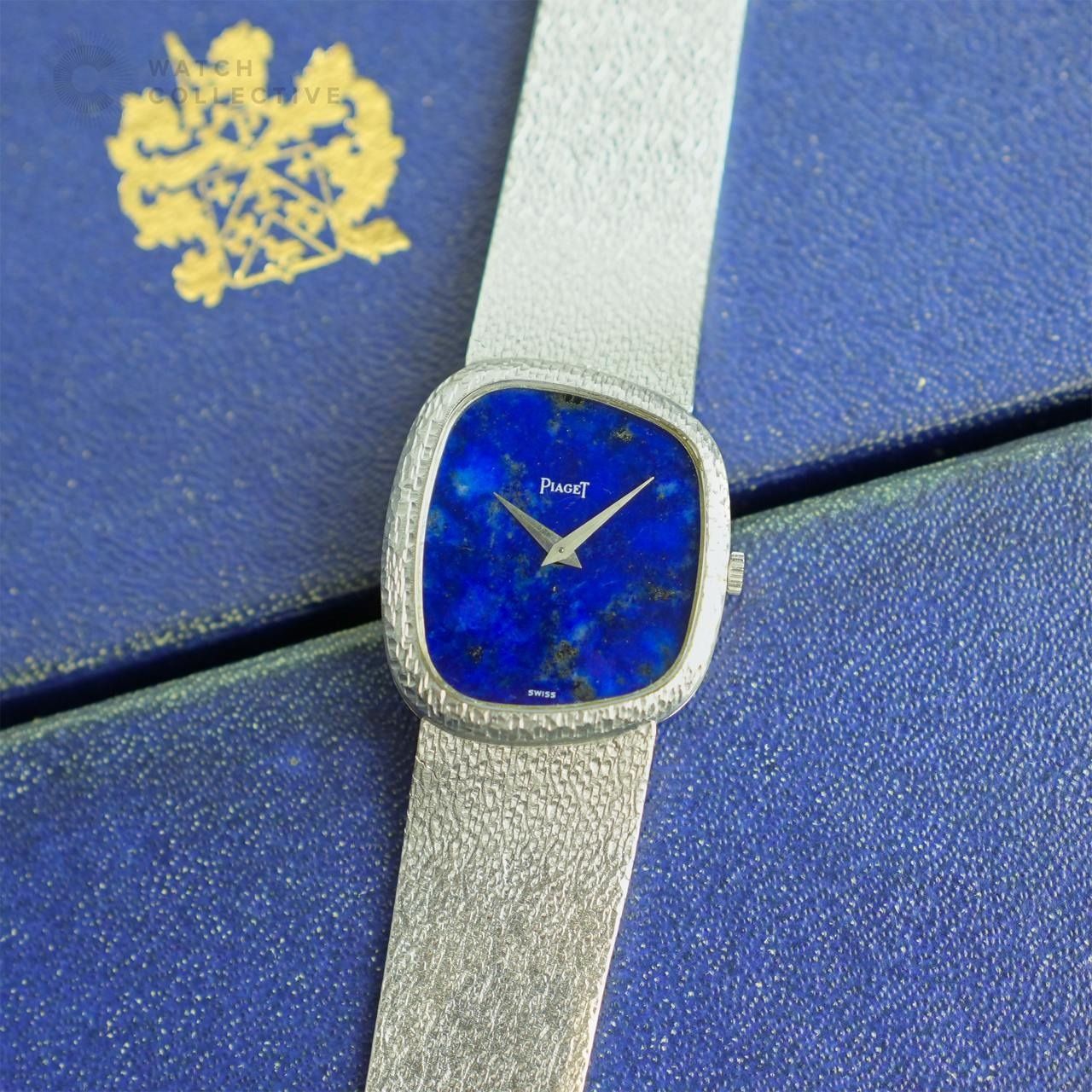 Piaget Asymmetric White Gold Lapis Dial on 18k Integrated Bracelet