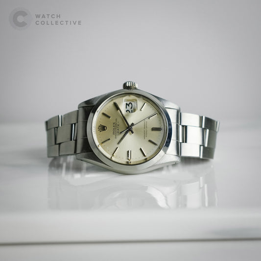 Rolex Oyster Perpetual Date Silver Stick Dial Stainless Steel case 34mm automatic 1500