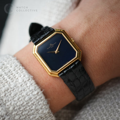 Baume et Mercier Vintage Watch in Yellow Gold with Blue Dial