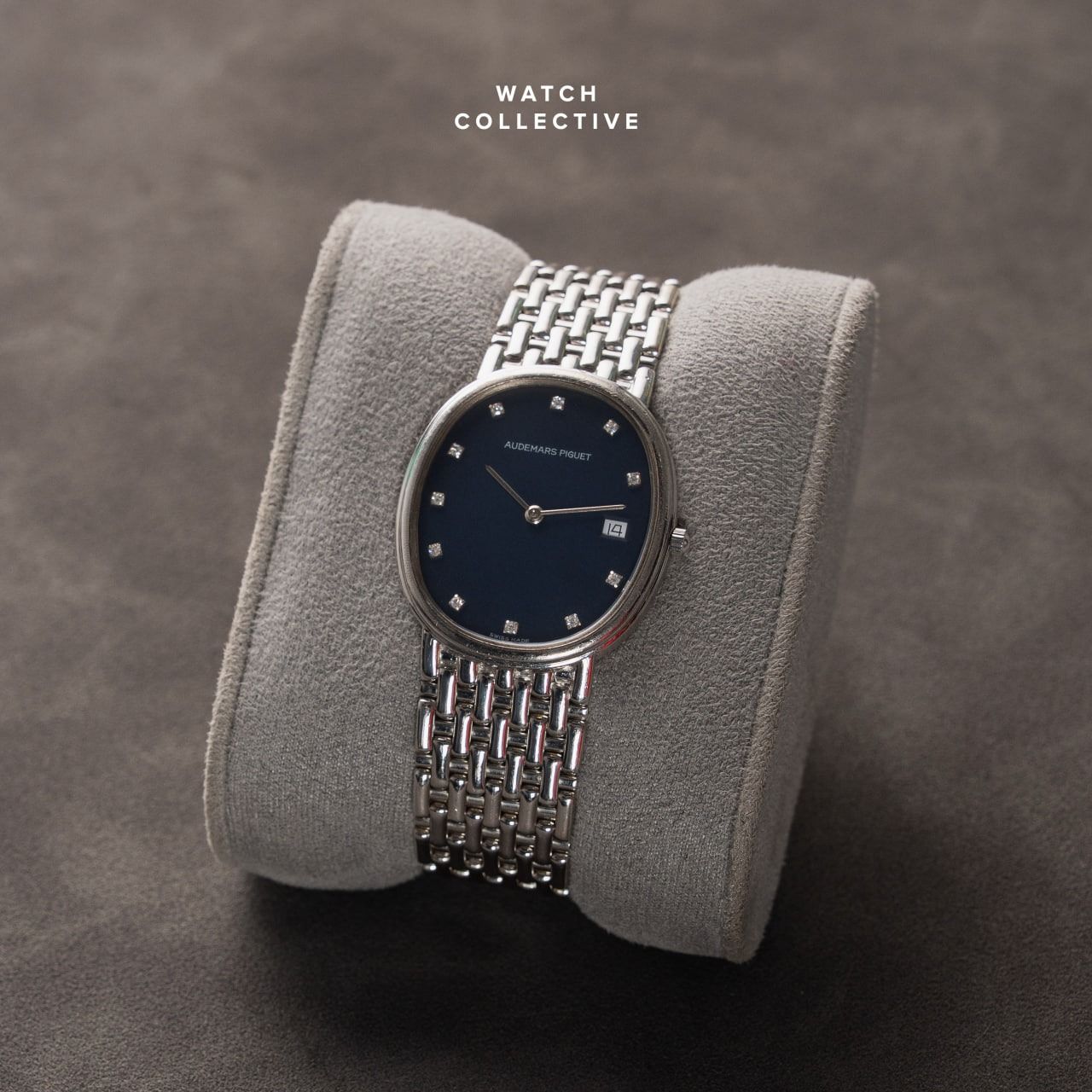 Audemars Piguet Ellipse Date Blue Diamond Dial 18K White Gold 29mm Quartz