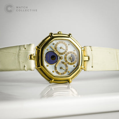 Gerald Genta Success Automatic Calendar Moonphase Gmt Mother Of Pearl And Lapis Dial Automatic 35Mm