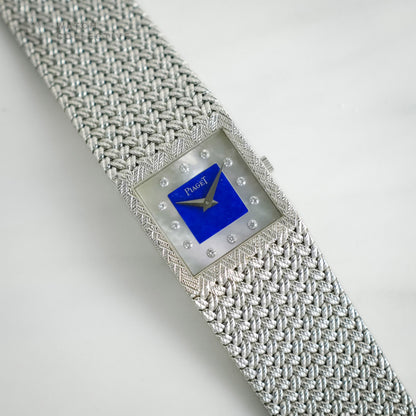Piaget White gold integrated bracelet lapis MOP 12 point diamond dial (92.7gms) 22.7mm 9352 D 4
