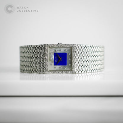 Piaget White gold integrated bracelet lapis MOP 12 point diamond dial (92.7gms) 22.7mm 9352 D 4