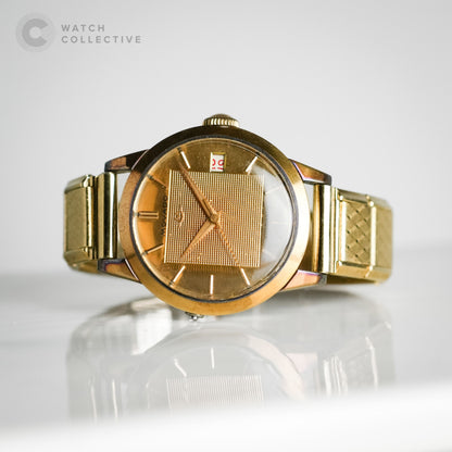 Movado De-Luxe 50s Vintage Gold Toned Bumper with Brick-style bracelet 30mm Automatic