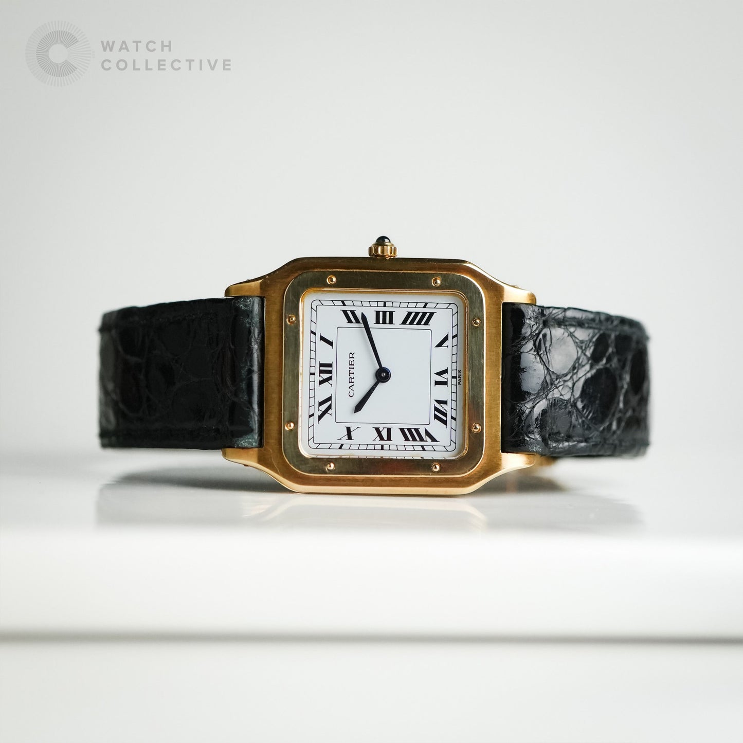 Cartier Santos Dumont Extra Plate Yellow Gold Paris Stamp 96054