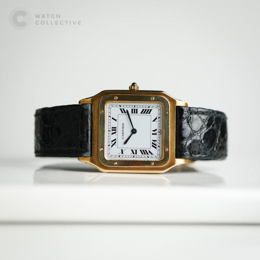 Cartier Santos Dumont Extra Plate Yellow Gold Paris Stamp 96054