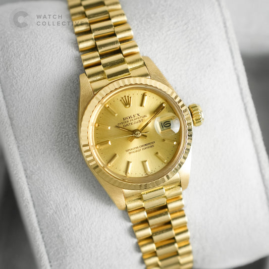 Rolex Oyster Perpetual Champagne dial Lady Datejust 18K yellow gold automatic 6917