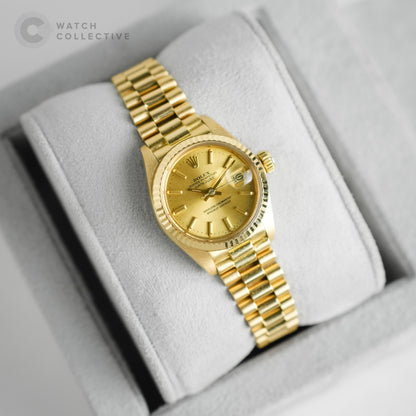 Rolex Oyster Perpetual Champagne dial Lady Datejust 18K yellow gold automatic 6917