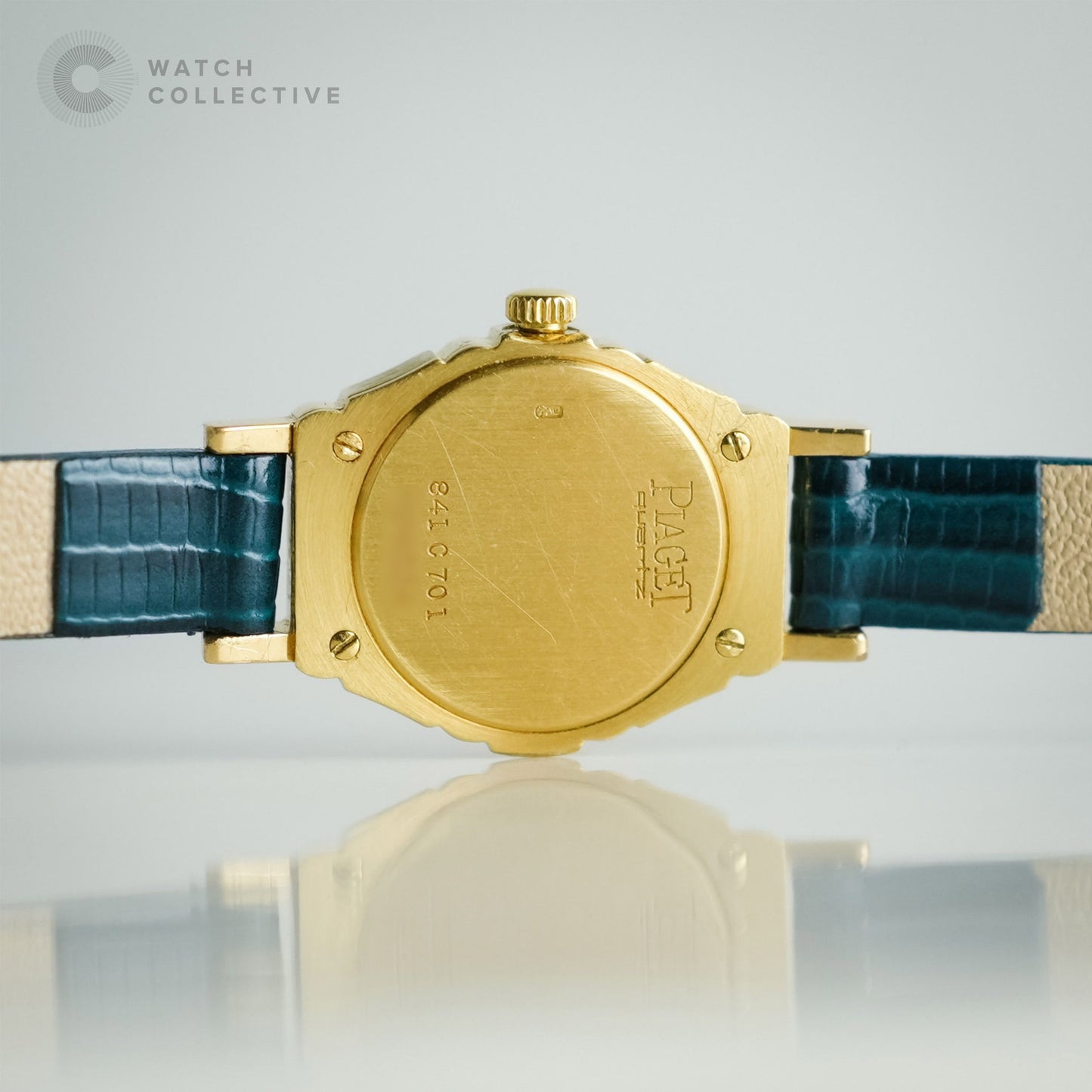 Piaget Ladies Polo 18K Solid Gold Champagne Dial gold Pin stripe Inlay Quartz 19mm 841C701