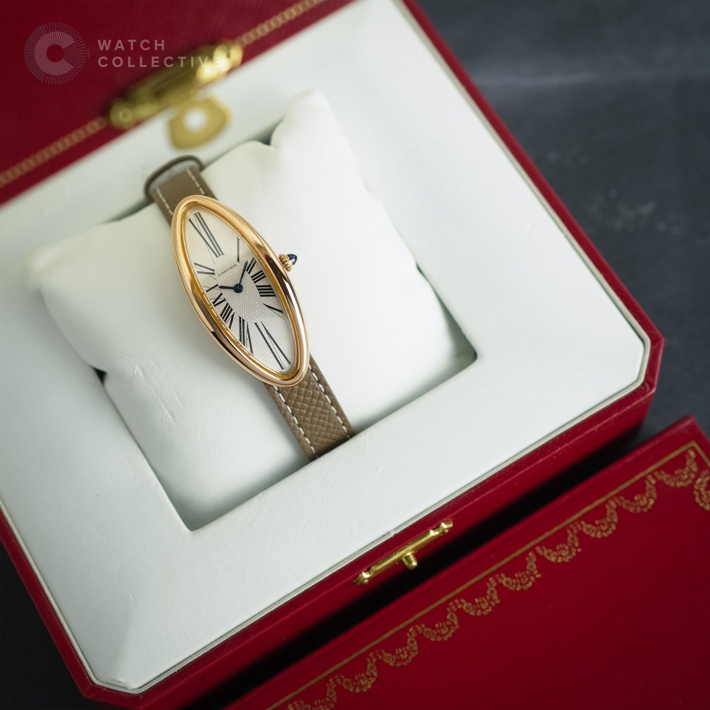Cartier Baignoire Allongee 18k Rose Gold 48x21mm quartz W1537836