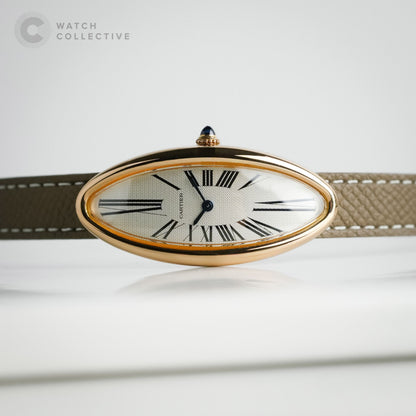 Cartier Baignoire Allongee 18k Rose Gold 48x21mm quartz W1537836