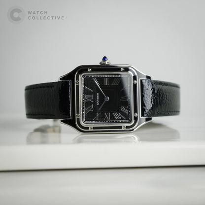 Complete Set | Cartier Santos Dumont Black Lacquer Stainless Steel manual 43.5 x 31.4mm WSSA0046