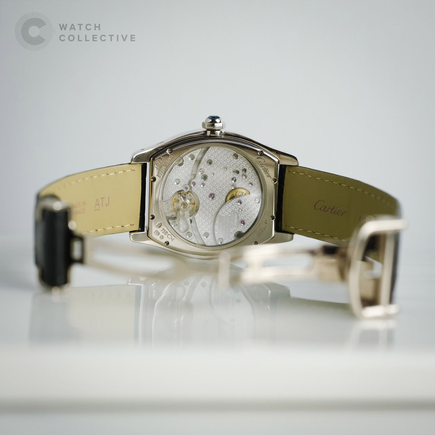 Complete Set💛 Cartier Tortue Privee 18k white gold 38x49mm manual W1545951