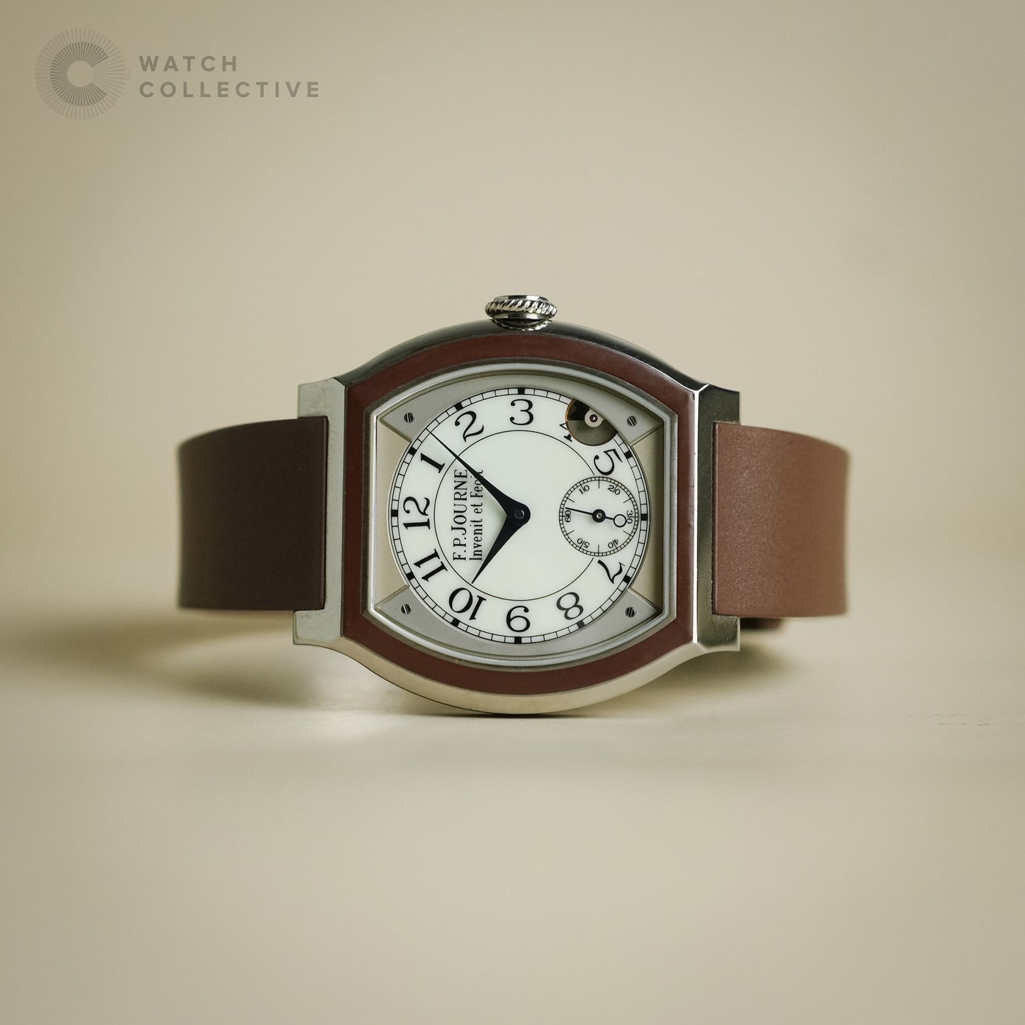 💃🏻Complete Set in Brown🩷 F.P. Journe Elegante Brown Titanium white dial rubber strap 40mm quartz