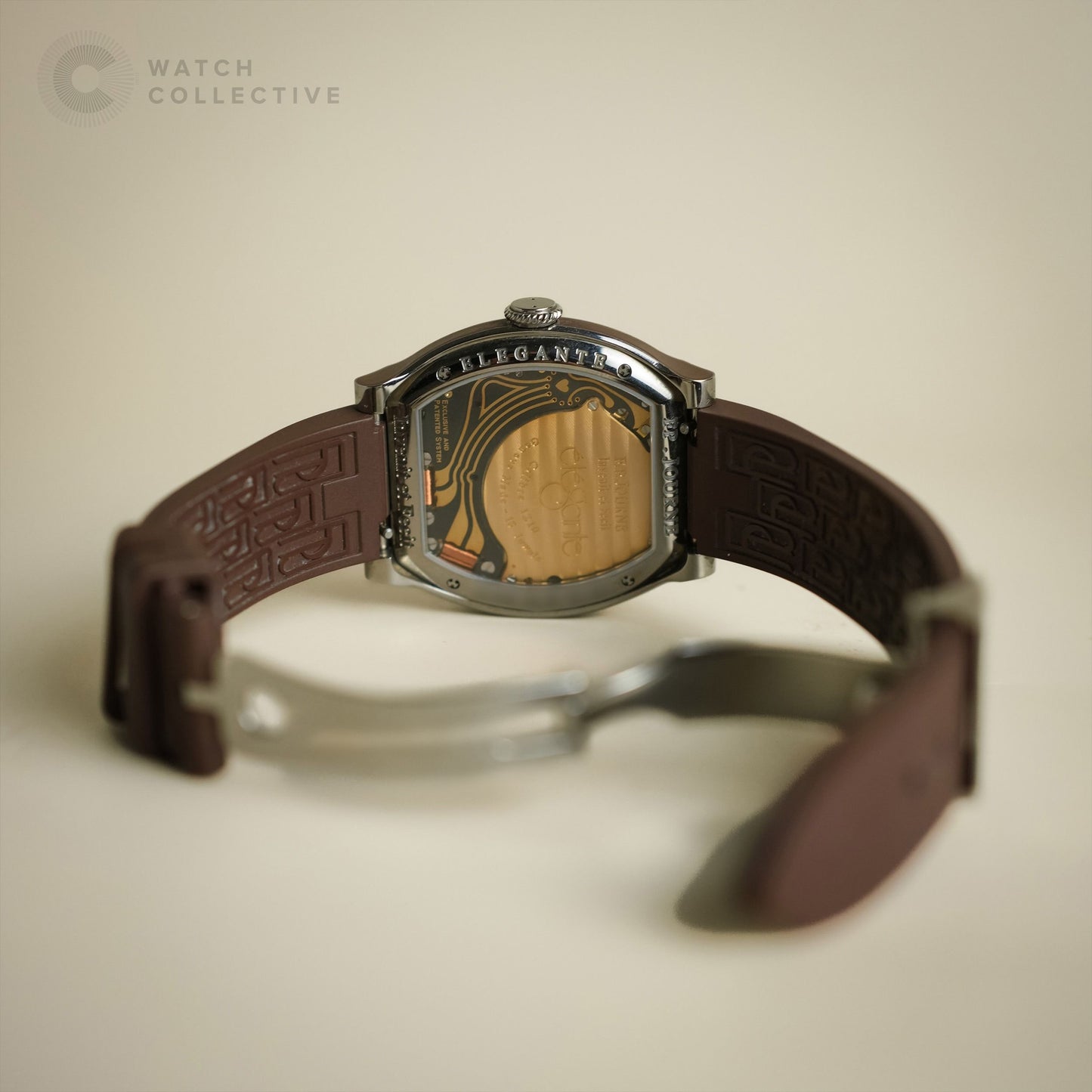 💃🏻Complete Set in Brown🩷 F.P. Journe Elegante Brown Titanium white dial rubber strap 40mm quartz