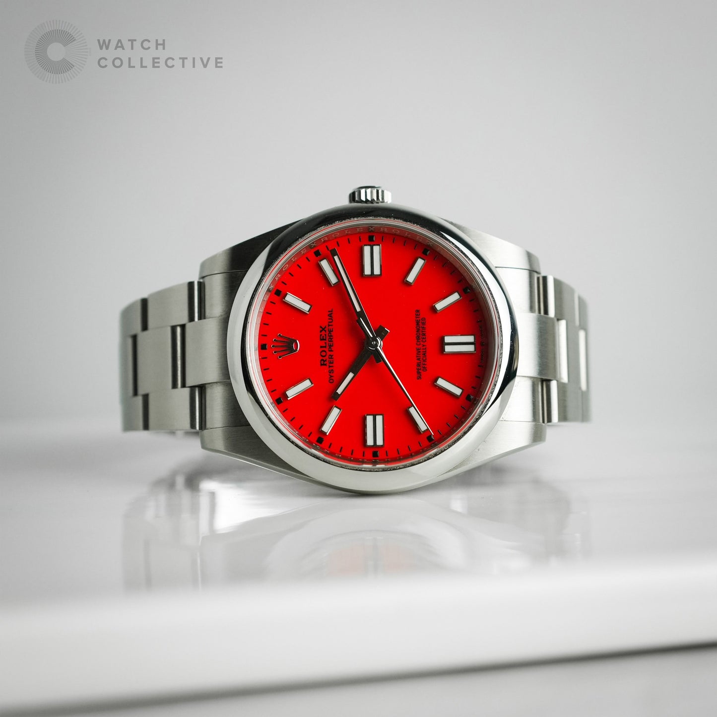 Rolex Oyster Perpetual Red dial stainless steel 41mm automatic 124300