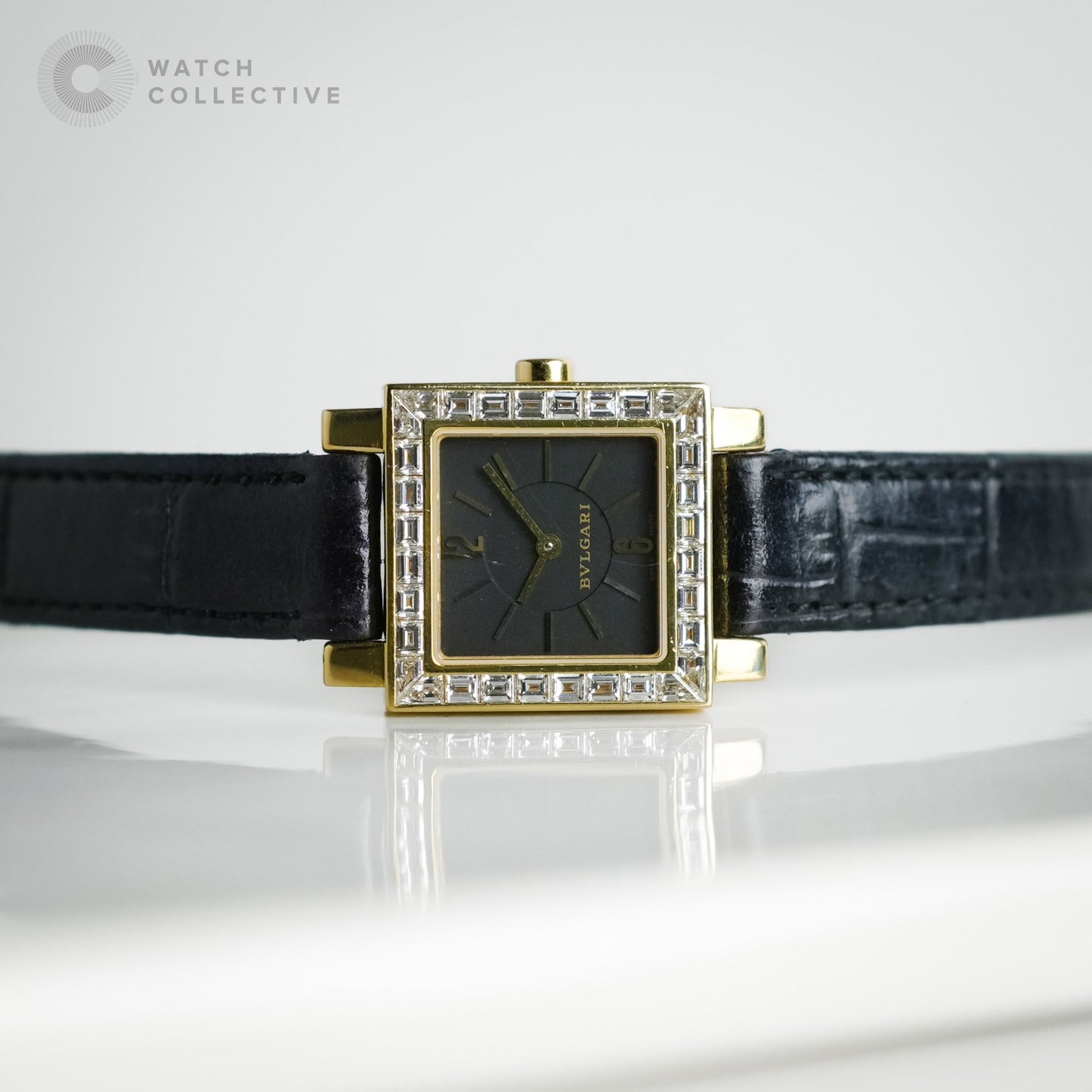 Bvlgari Quadrato 18k Yellow Gold Factory diamond bezel 22mm quartz SQ22 LDGL