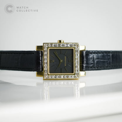 Bvlgari Quadrato 18k Yellow Gold Factory diamond bezel 22mm quartz SQ22 LDGL