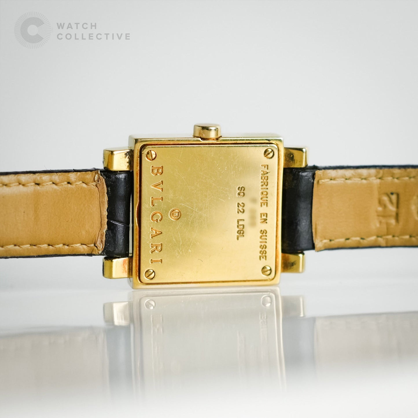 Bvlgari Quadrato 18k Yellow Gold Factory diamond bezel 22mm quartz SQ22 LDGL