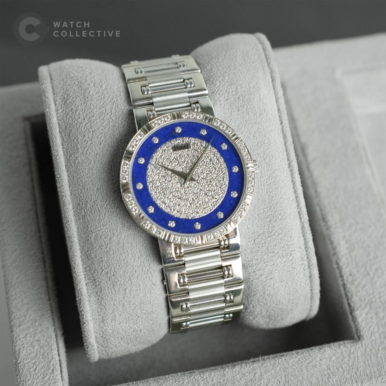 Piaget Dancer Pavé-set Diamond Center with Lapis Diamond Hour Markers 31mm Quartz 84024 N K 81