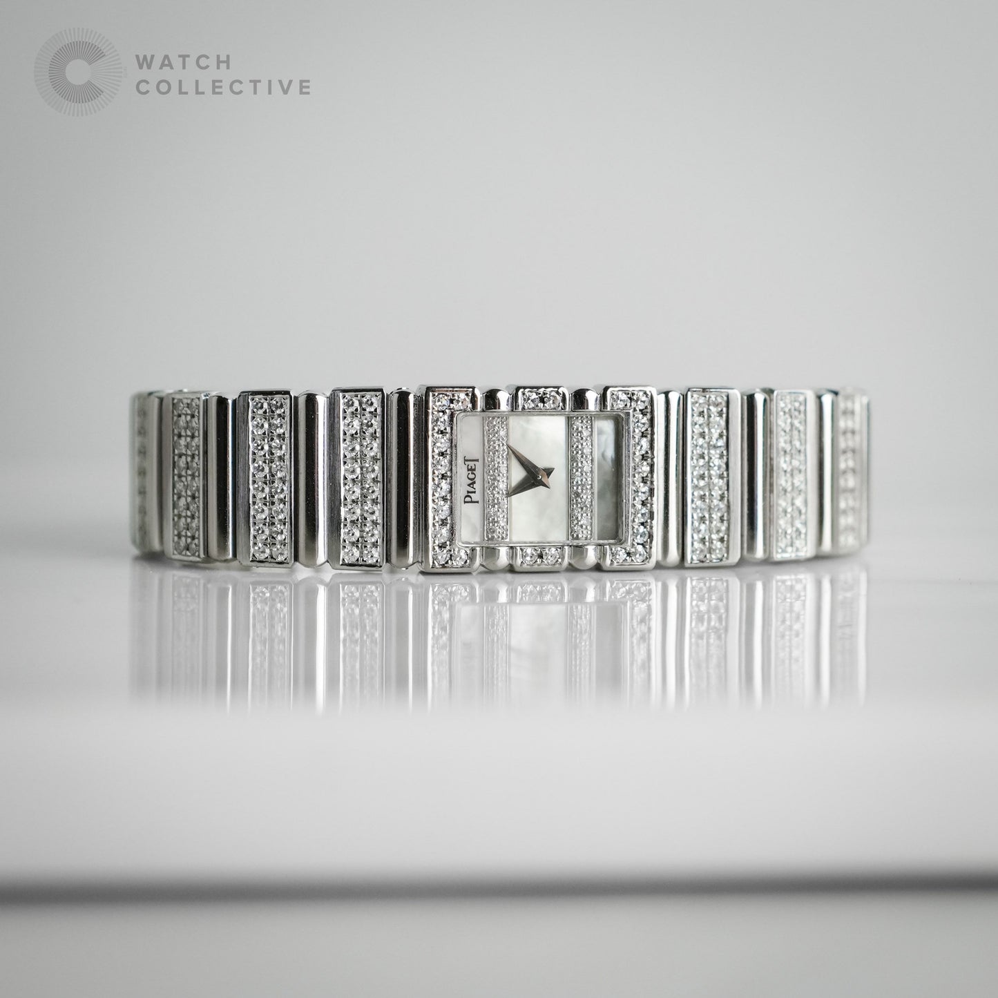 Piaget Polo 18k white gold diamond quartz 14mm 15201 C 701