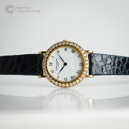 Patek Philippe Calatrava 18k Yellow Gold Diamond Bezel 25mm quartz 4820